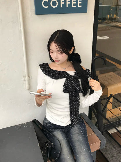 ドットリボンオフショルカットソー