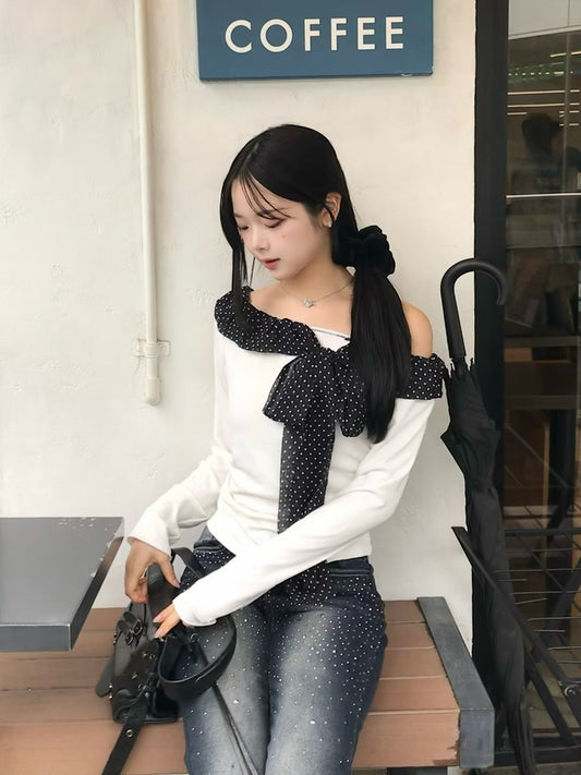 ドットリボンオフショルカットソー
