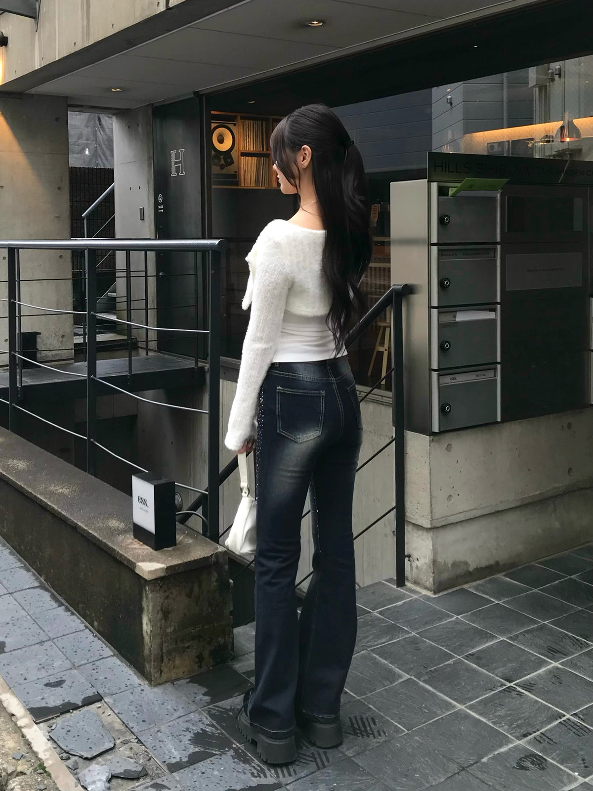 シャギーカーディガンドットキャミセット