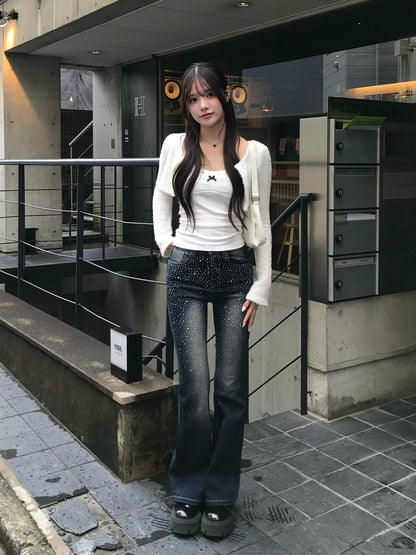 シャギーカーディガンドットキャミセット