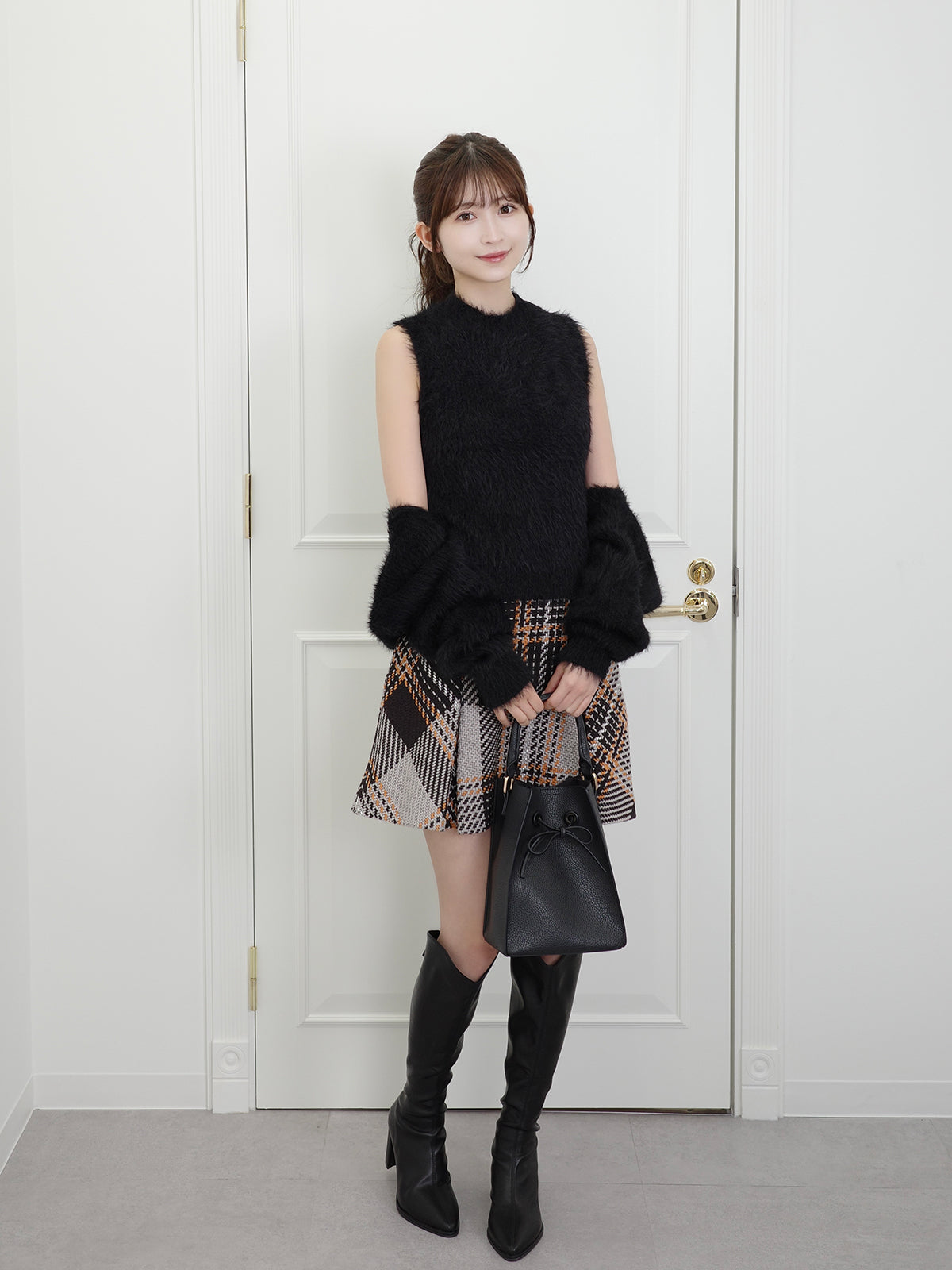 シャギーニットボレロセット