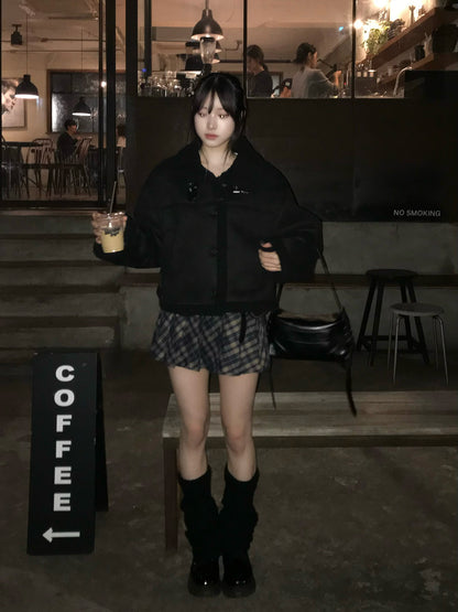 ムートンタッチバックルコート