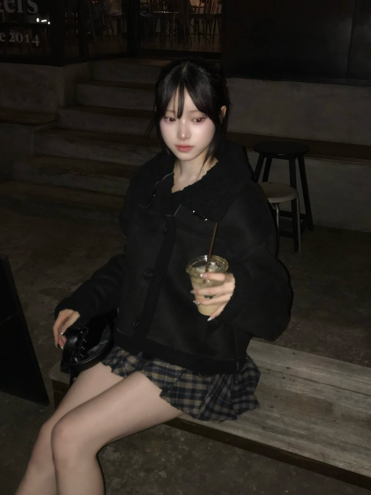 ムートンタッチバックルコート