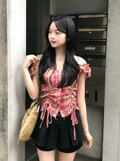 ダブルシャーリングフリルブラウス