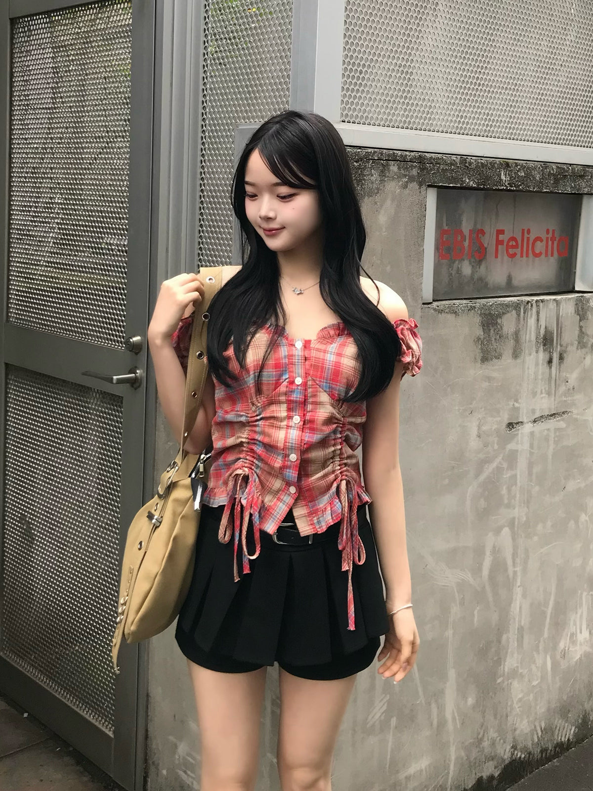 ダブルシャーリングフリルブラウス