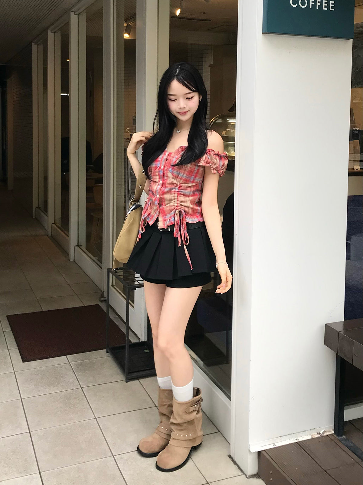 ダブルシャーリングフリルブラウス