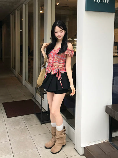 ダブルシャーリングフリルブラウス