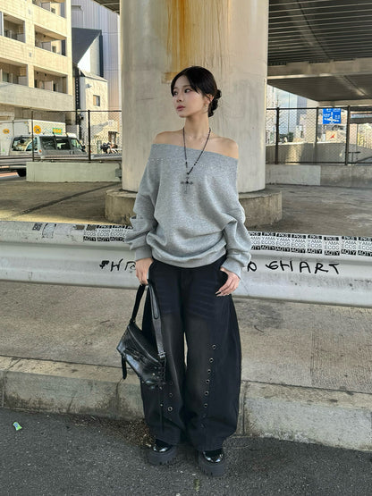 アイレットワイドカーブデニムパンツ