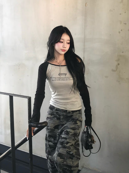 ラグランスリーブロゴシアーカットソー