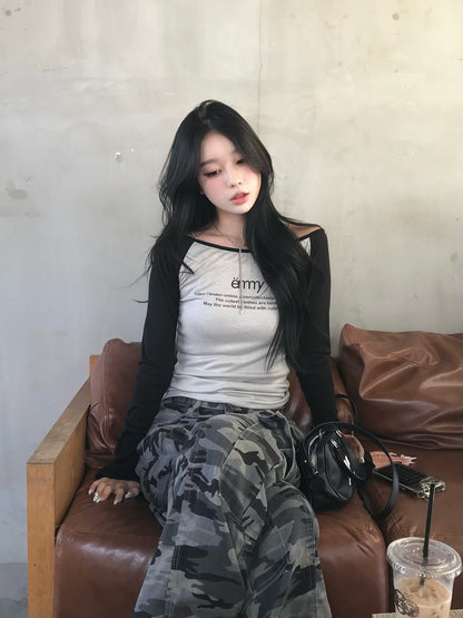 ラグランスリーブロゴシアーカットソー