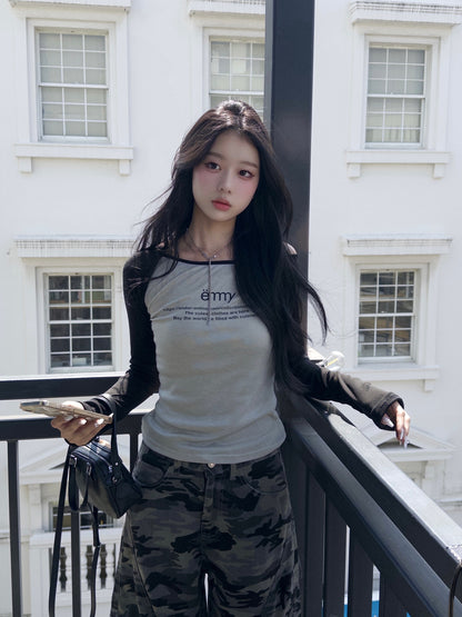 ラグランスリーブロゴシアーカットソー