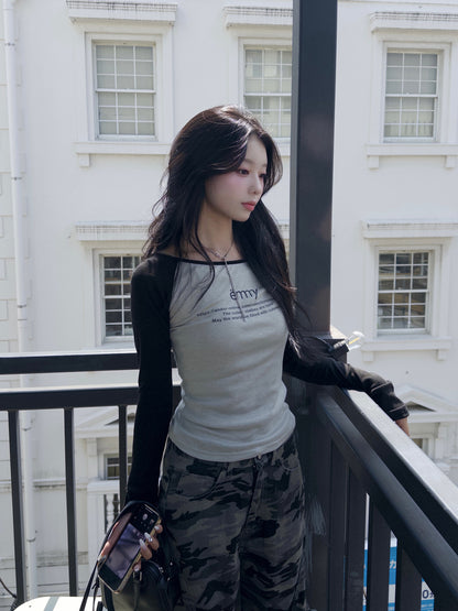 ラグランスリーブロゴシアーカットソー