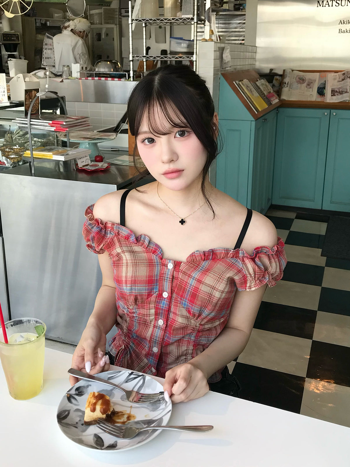 ダブルシャーリングフリルブラウス