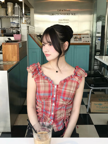 ダブルシャーリングフリルブラウス