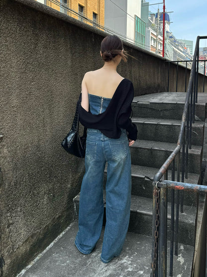 베어탑 루즈 데님 세트업