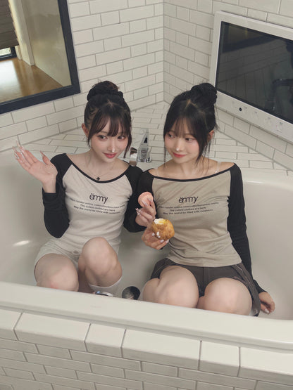 ラグランスリーブロゴシアーカットソー