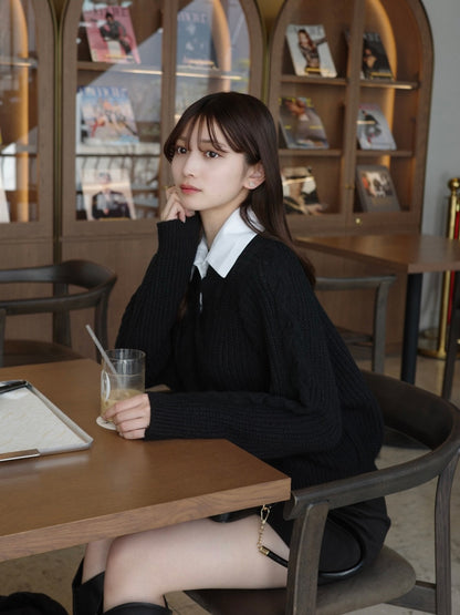 シャツカラードッキングニット