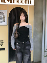 オフショルダーギンガムチェックカットソー - チェック