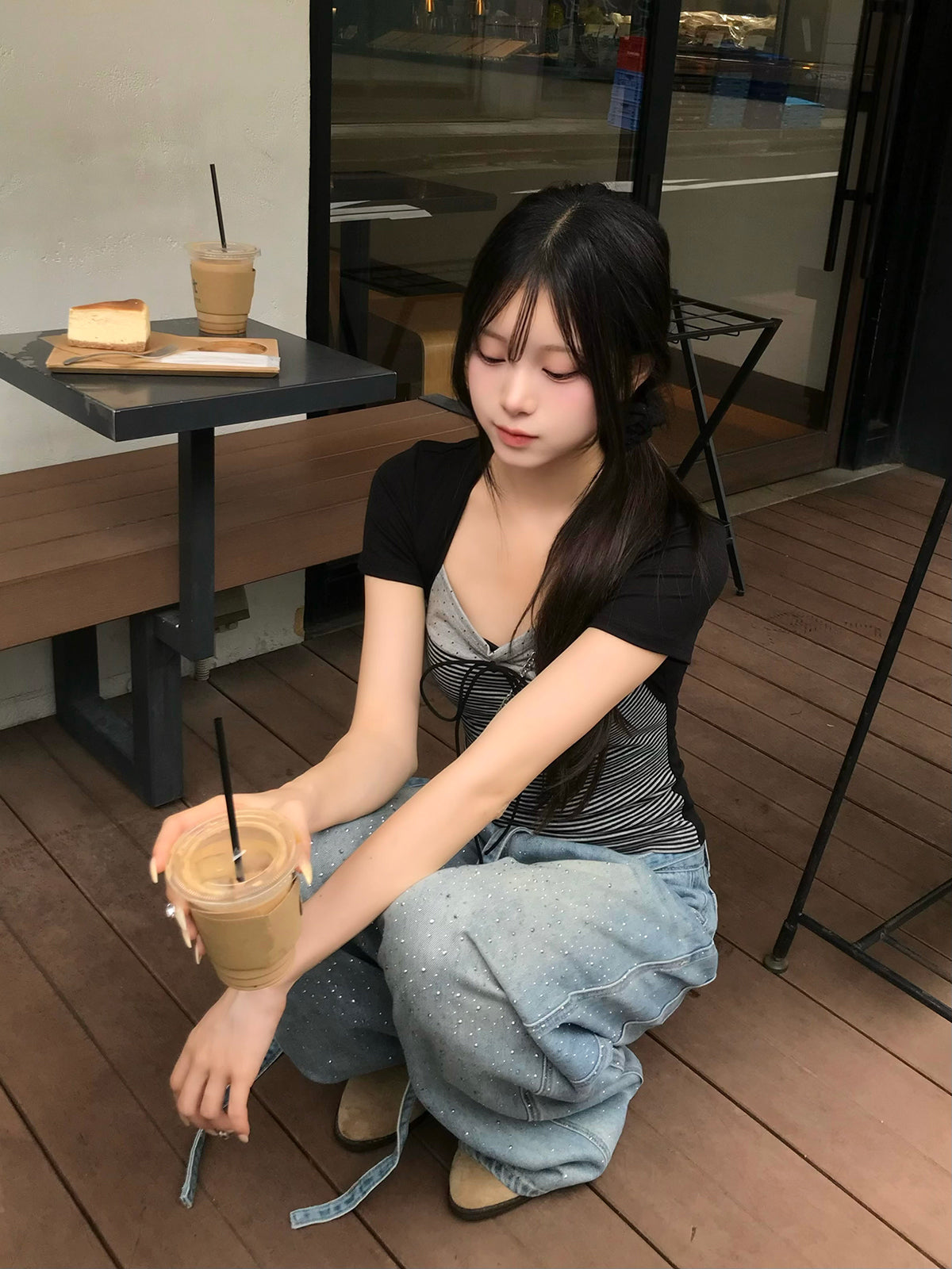 ボーダードットドッキングTシャツ