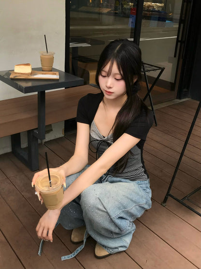 ボーダードットドッキングTシャツ