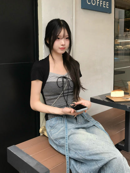 ボーダードットドッキングTシャツ