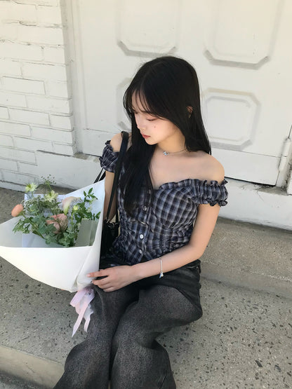 더블 셔링 프릴 블라우스