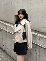 2/20★Photo Leather Touch Big Color Jacket - White