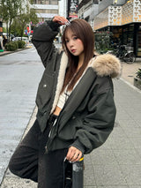 ステッチラインボリュームブルゾン - グレー