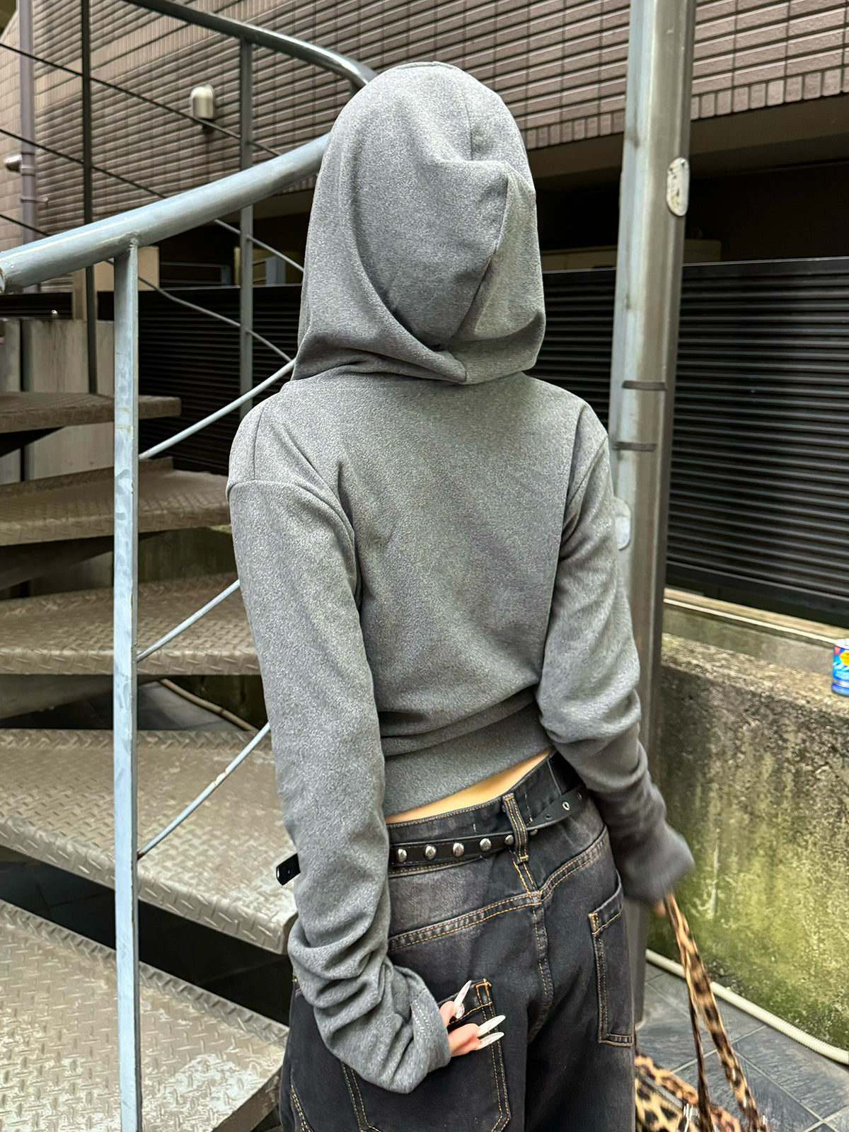 カシュクールフーディークロップドカットソー