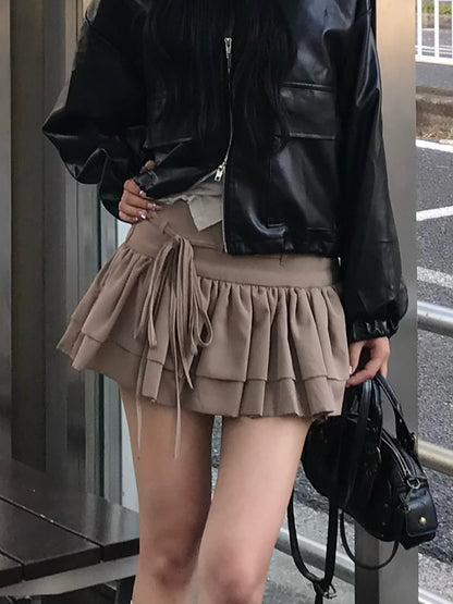 ダブルリボンフリルミニスカート