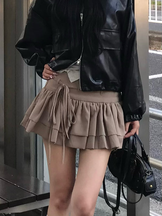 ダブルリボンフリルミニスカート