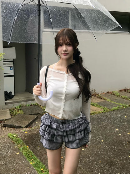 レースデザインシアーカーディガン