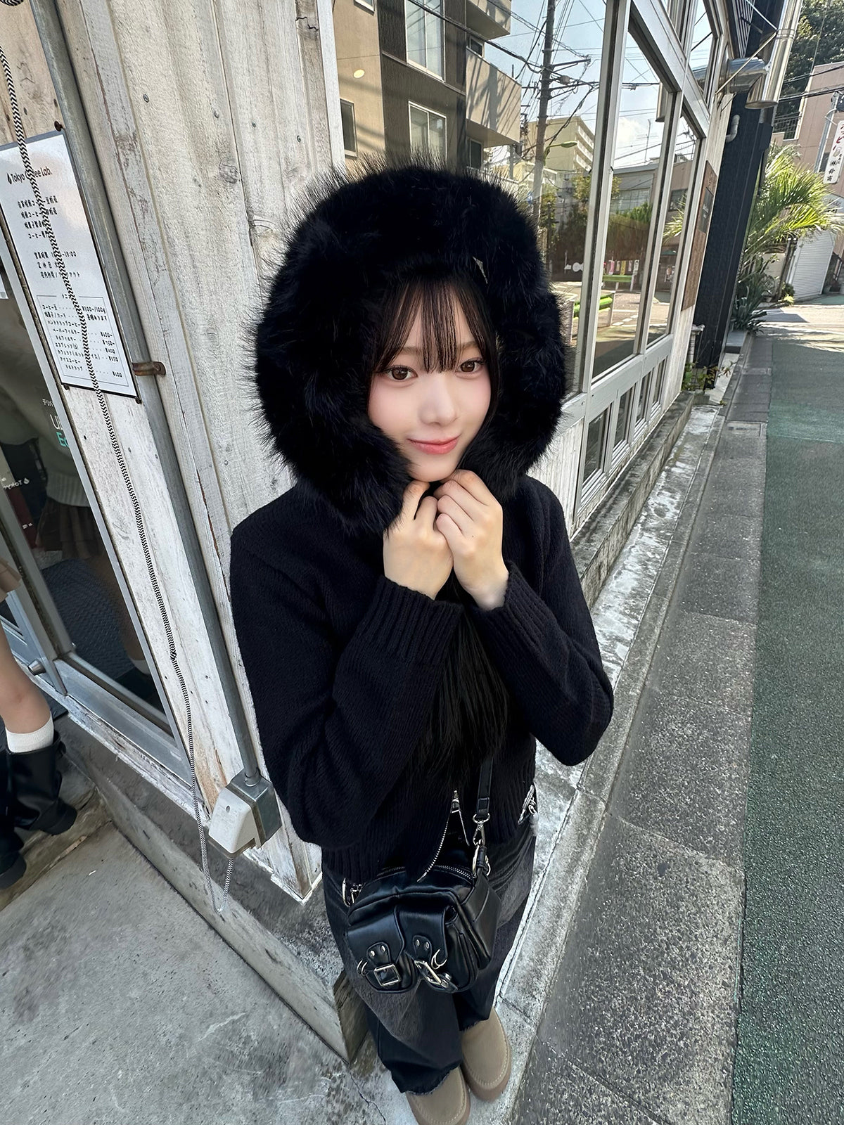 ファータッチ连帽双拉链针织衫