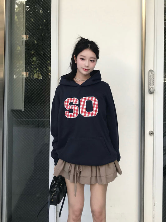 チェックロゴプリントパーカー