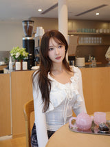 フリルキャミカーディガンセット - ホワイト