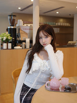 フリルキャミカーディガンセット - ホワイト