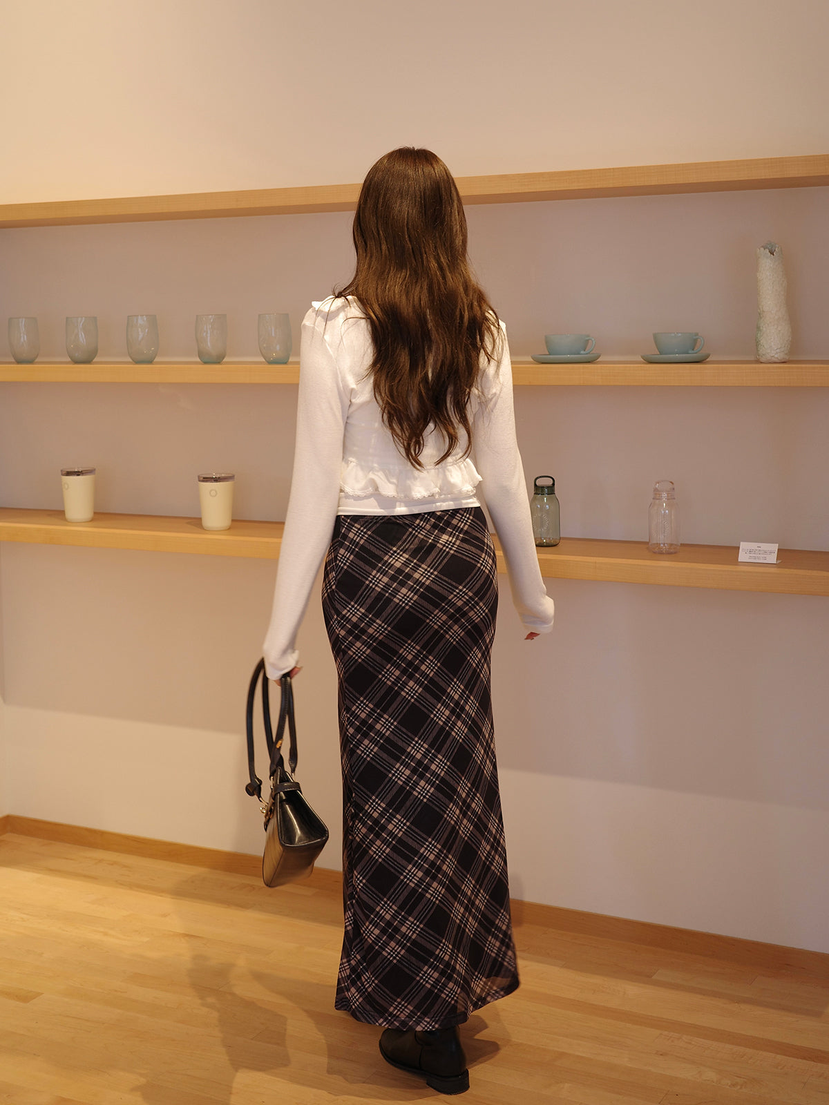 チェックフレアマーメイドスカート