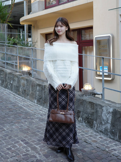 チェックフレアマーメイドスカート