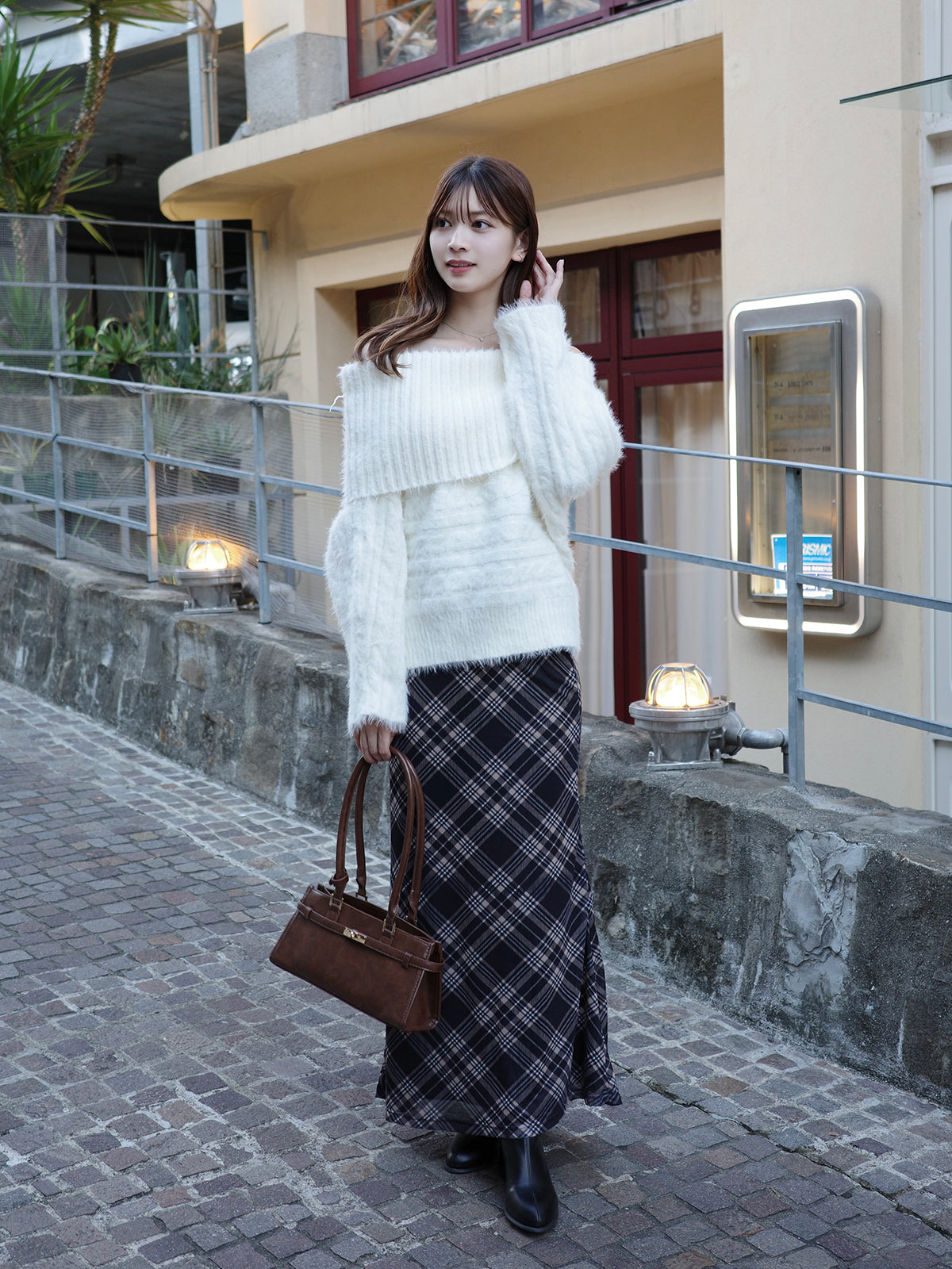 チェックフレアマーメイドスカート