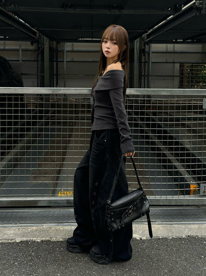 アイレットワイドカーブデニムパンツ