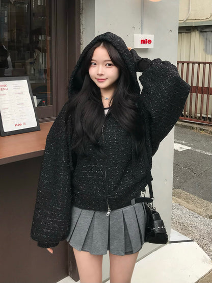 グリッターツイードダブルジップブルゾン