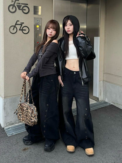 アイレットワイドカーブデニムパンツ