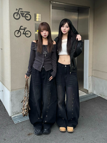 アイレットワイドカーブデニムパンツ