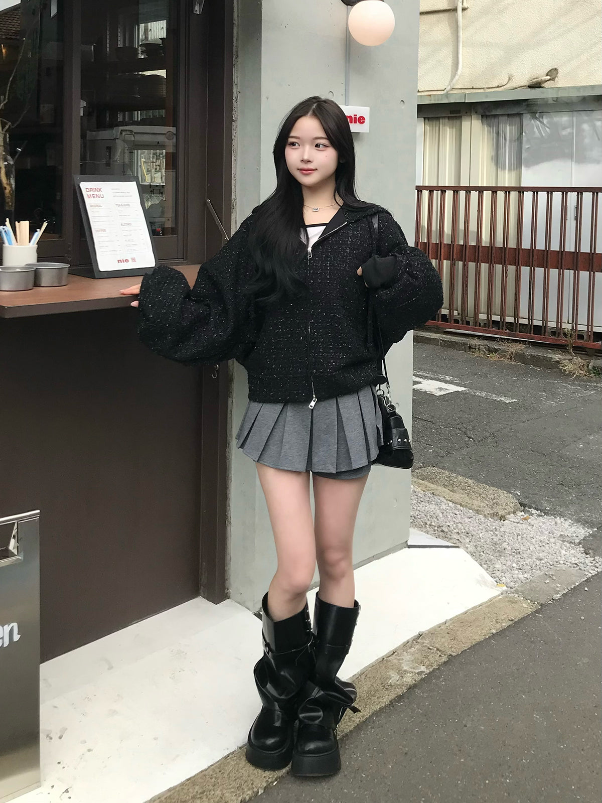 グリッターツイードダブルジップブルゾン