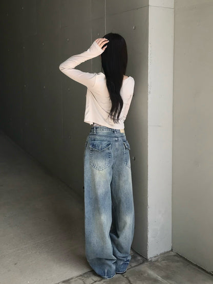 ウォッシングポケットワイドデニムパンツ