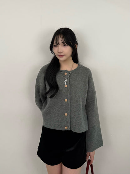 Round Neck Button Cardigan