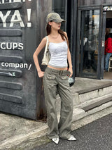ローライズミリタリーベルトパンツ - カーキ