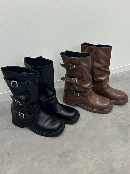 サイドベルトミドルカバーブーツ