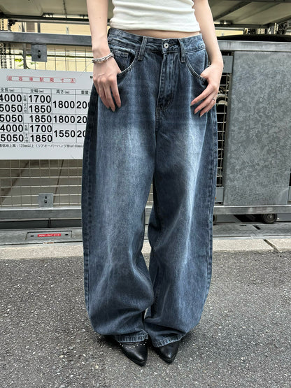 バックアジャストボタンデニムパンツ