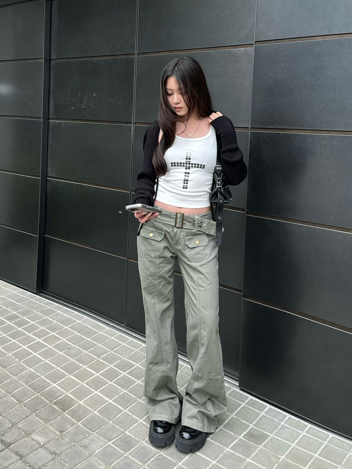 ローライズミリタリーベルトパンツ